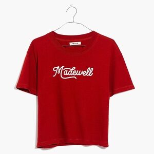 Embroidered Madewell Easy Crop Tee in Dark Cinnabar
